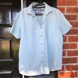 Tenth + Ocean Washable Linen Shirt Light Blue L
